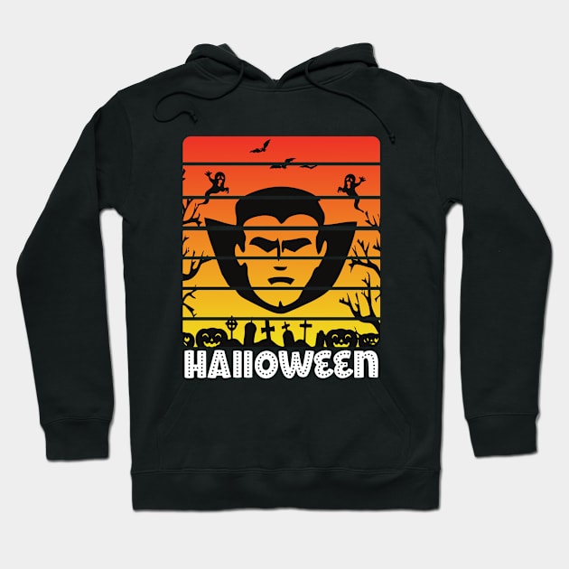 Halloween Dracula Retro Design Hoodie by Rebel Merch